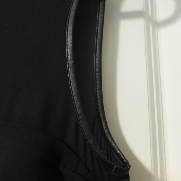 H&M black ruched sleeveless mini dress with faux leather trim - Picture 7 of 15